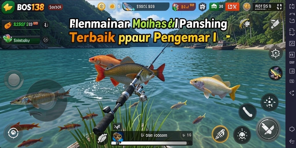 Tampilan gameplay menarik dari <strong>BOS138</strong> saat menangkap ikan di laut yang eksotis.