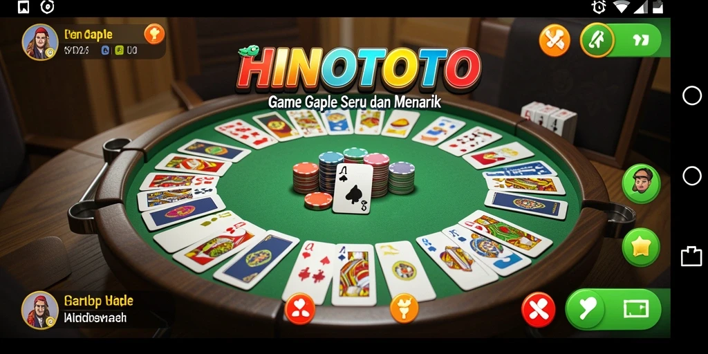 Screenshot gameplay HINOTOTO menampilkan suasana seru bermain Gaple.
