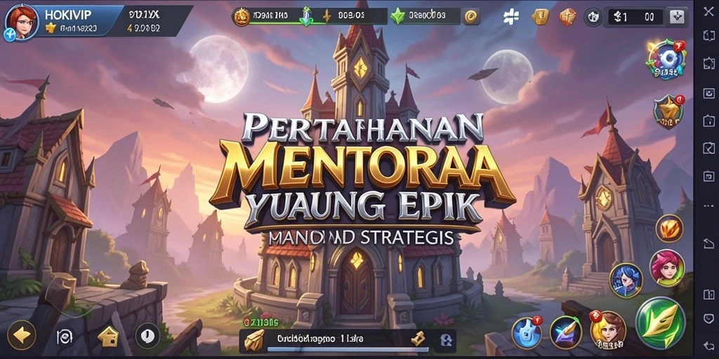 Tangkapan layar utama HOKIVIP menampilkan aksi pertahanan menara yang seru dan menantang.