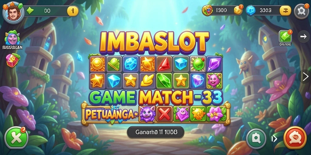 Screenshot gameplay IMBASLOT yang menampilkan tantangan Match-3 seru.