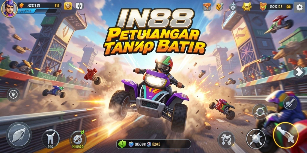 Tampilan gameplay balap mendebarkan di IN88.