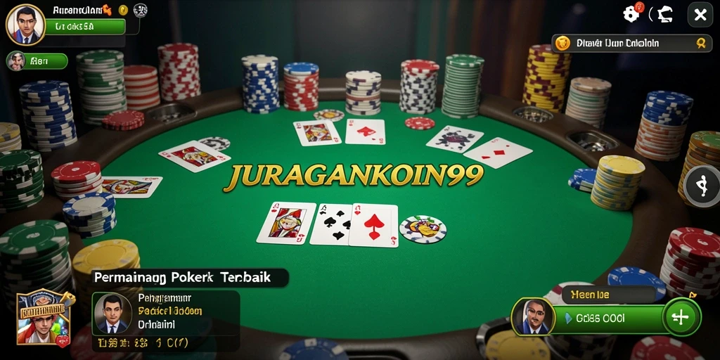 Screenshot gameplay JURAGANKOIN99 menampilkan suasana seru saat bermain Poker.