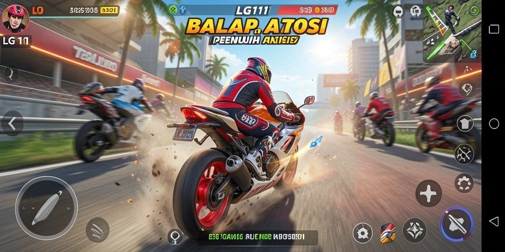 Gameplay LG111 yang menegangkan saat balapan motor.