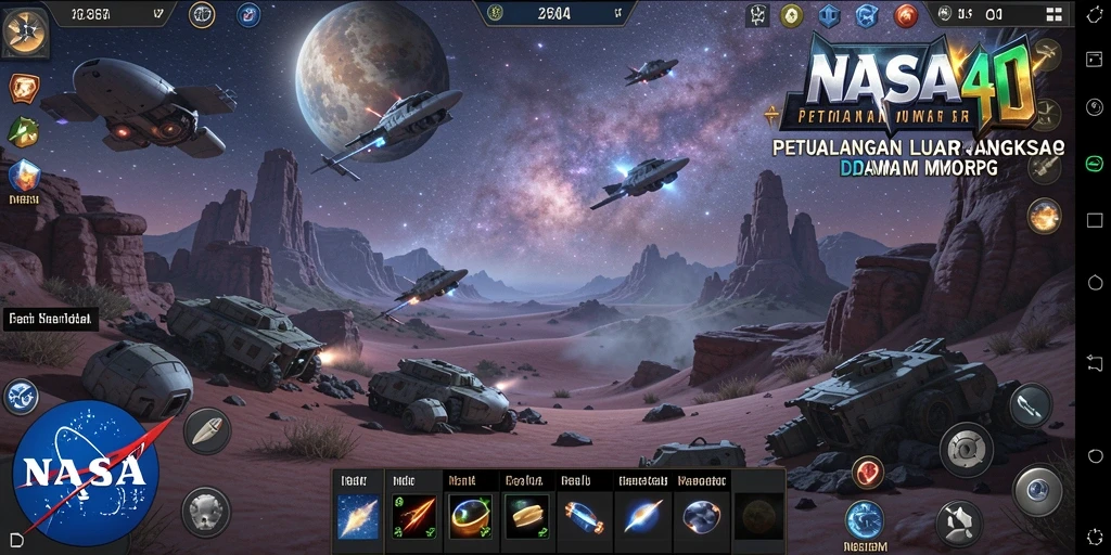 Tampilan gameplay NASA4D yang memukau saat menjelajahi galaksi.