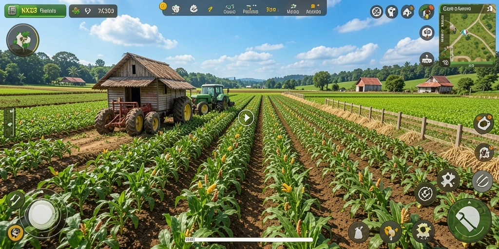 Gameplay NX303 yang menampilkan aktivitas bercocok tanam yang seru.