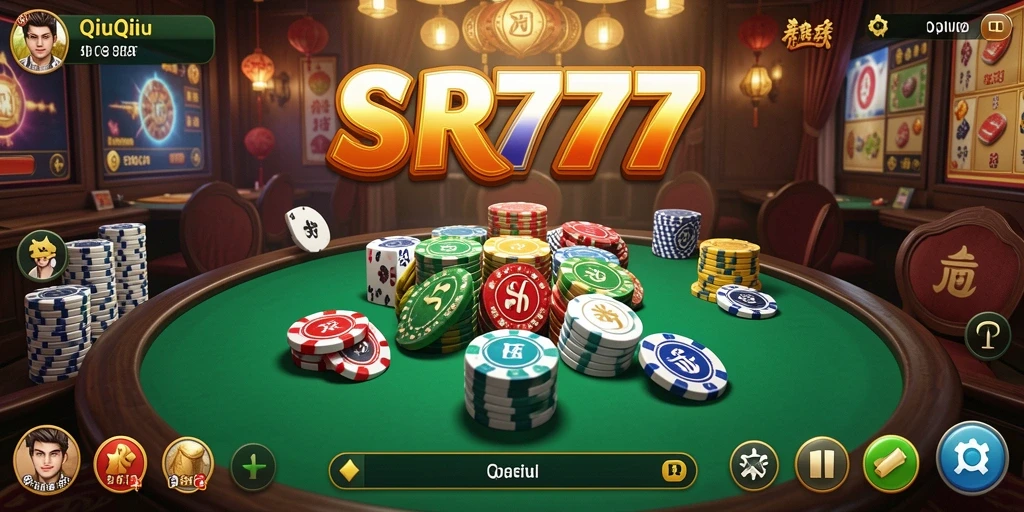 Screenshot SR777 menampilkan momen seru dalam permainan QiuQiu.